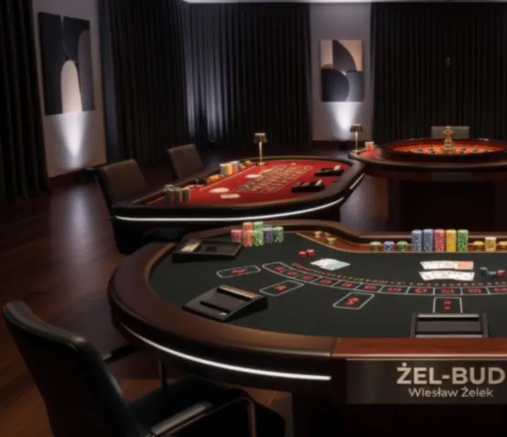 Stanowisko eventowe do rekreacyjnego pokera, ruletki i blackjacka na wyjazdowym wydarzeniu